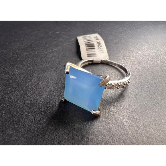 NEW with tag blue chalcedony sterling silver ring size 7 - Picture 1 of 16